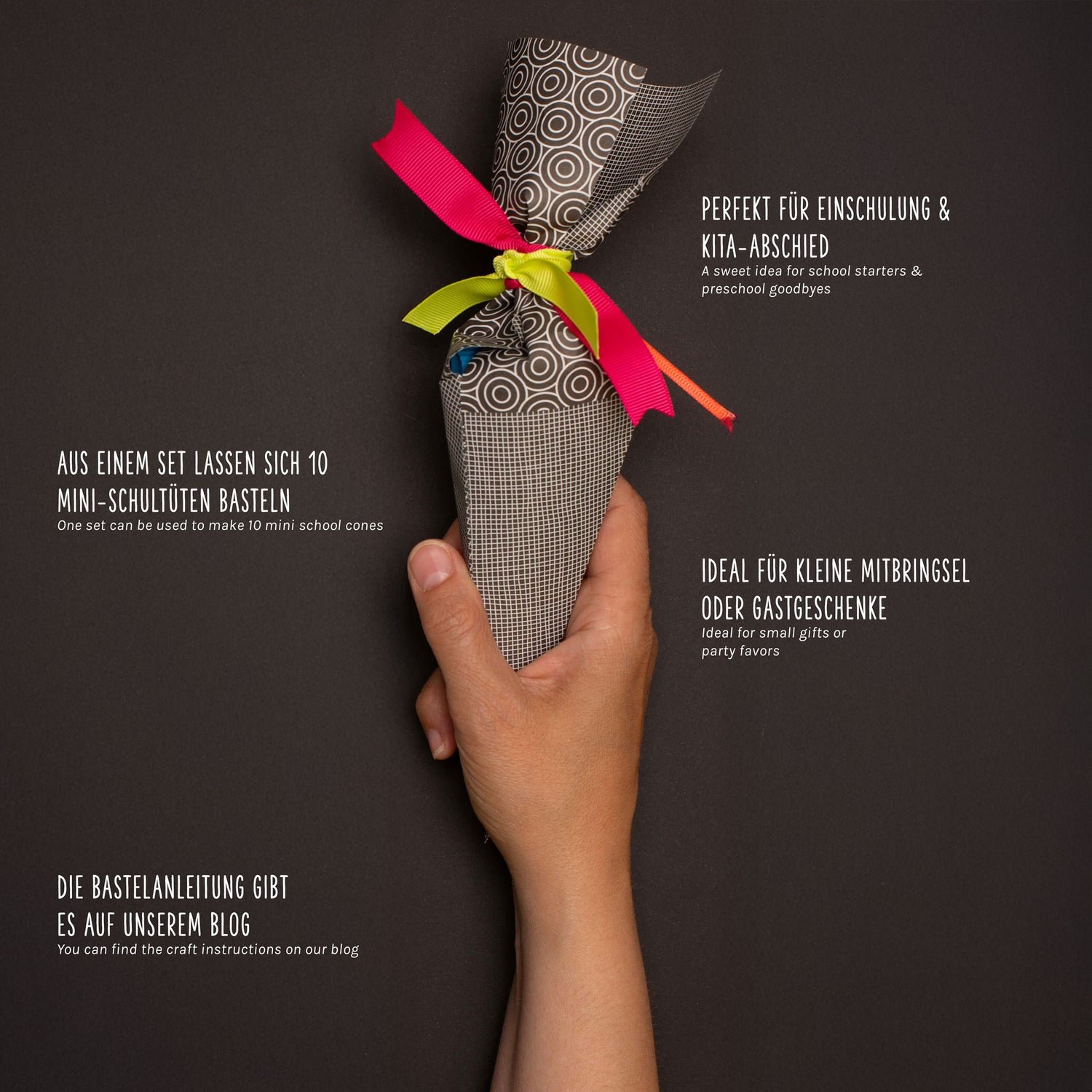 Bastelset Mini-Schultüten Kreise