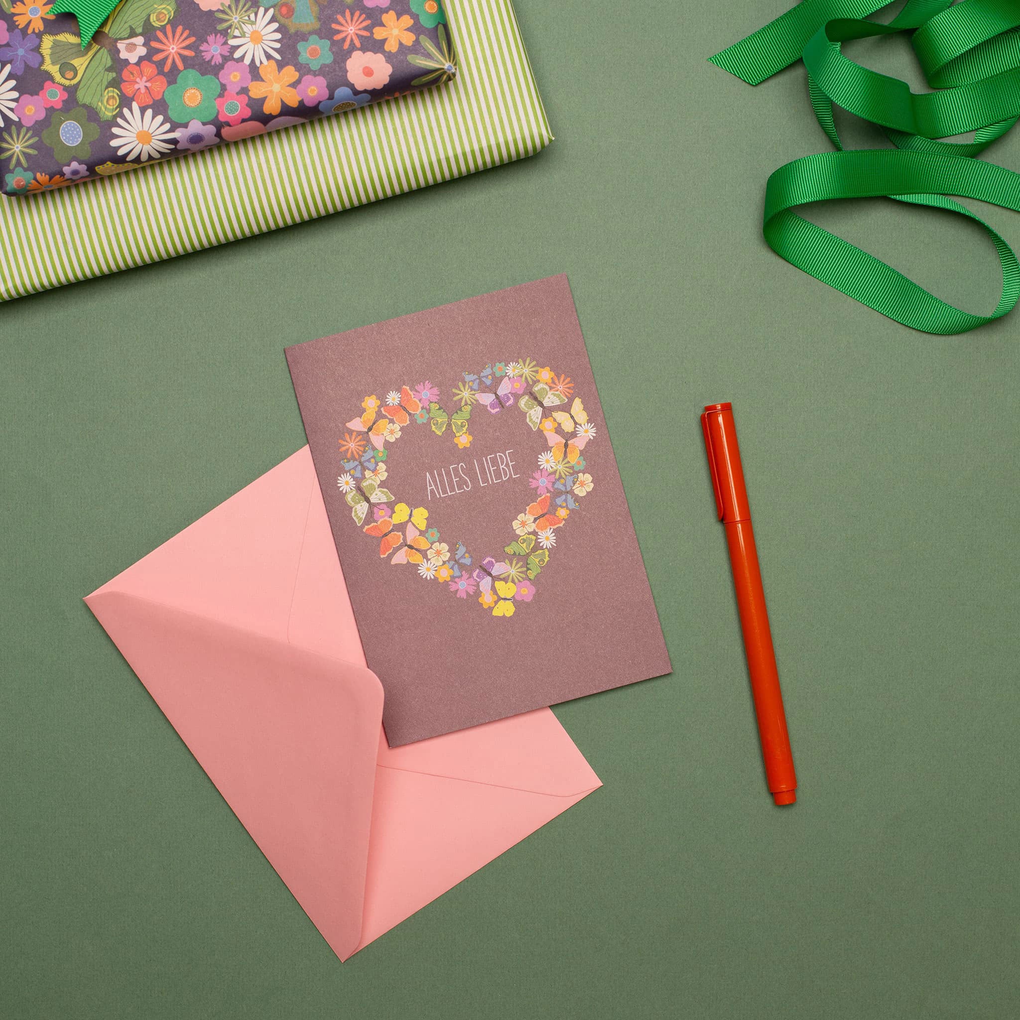 Card flower heart "All the best"