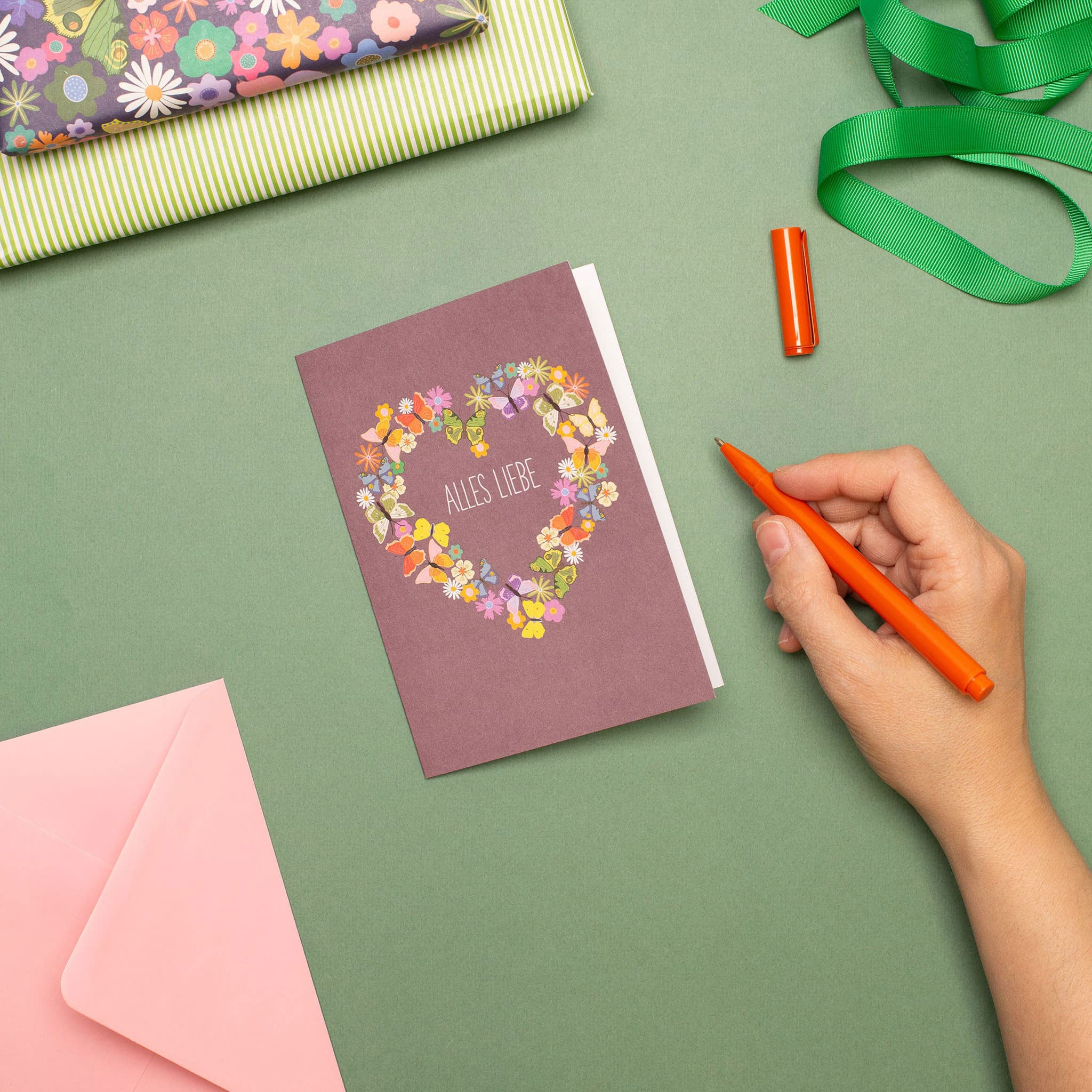 Card flower heart "All the best"
