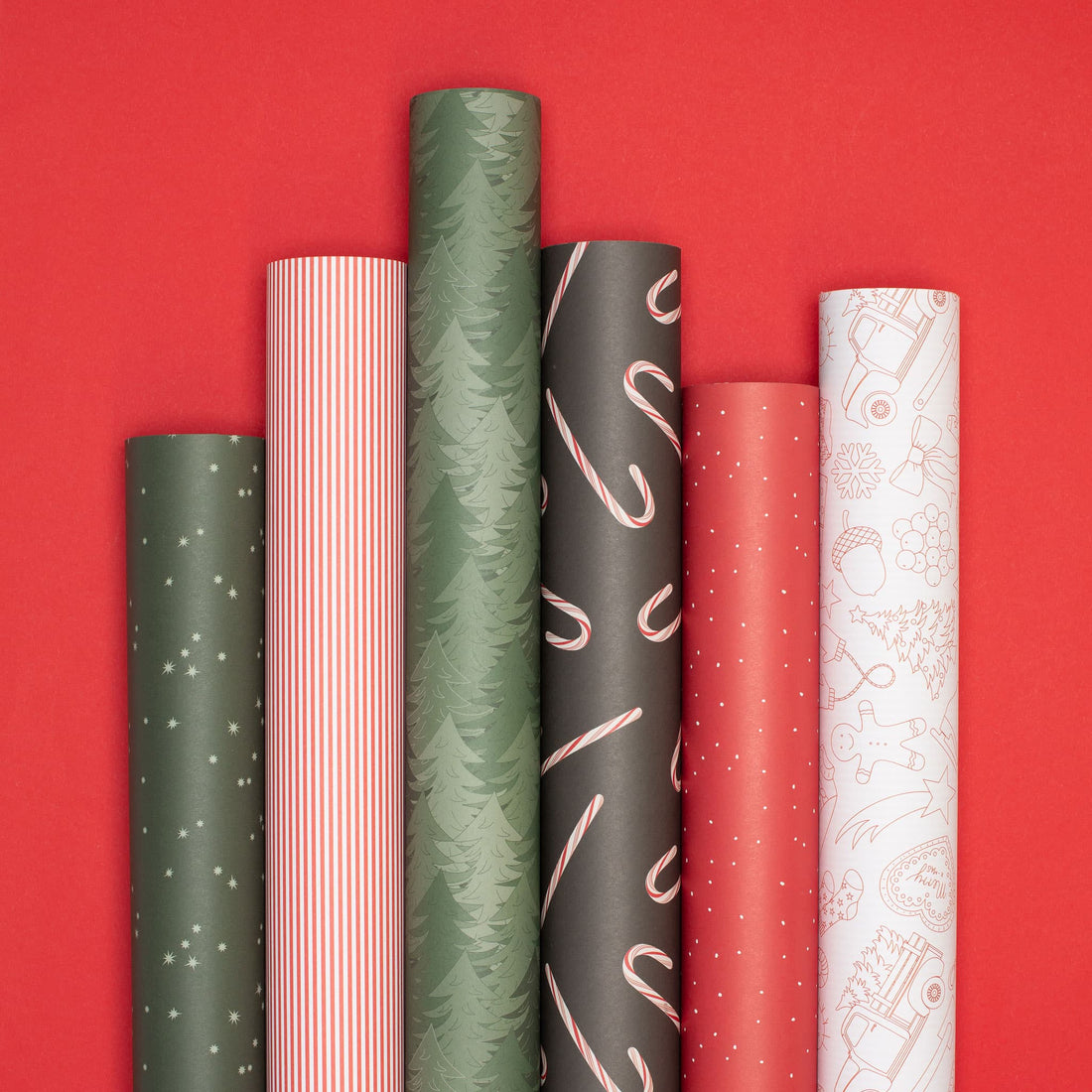 Weihnachtsgeschenkpapier-Set Zuckerstangen