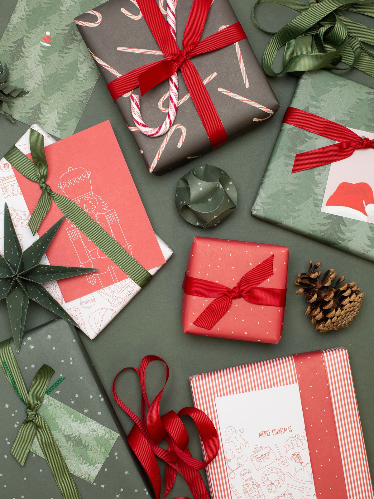 Weihnachtsgeschenkpapier-Set Zuckerstangen