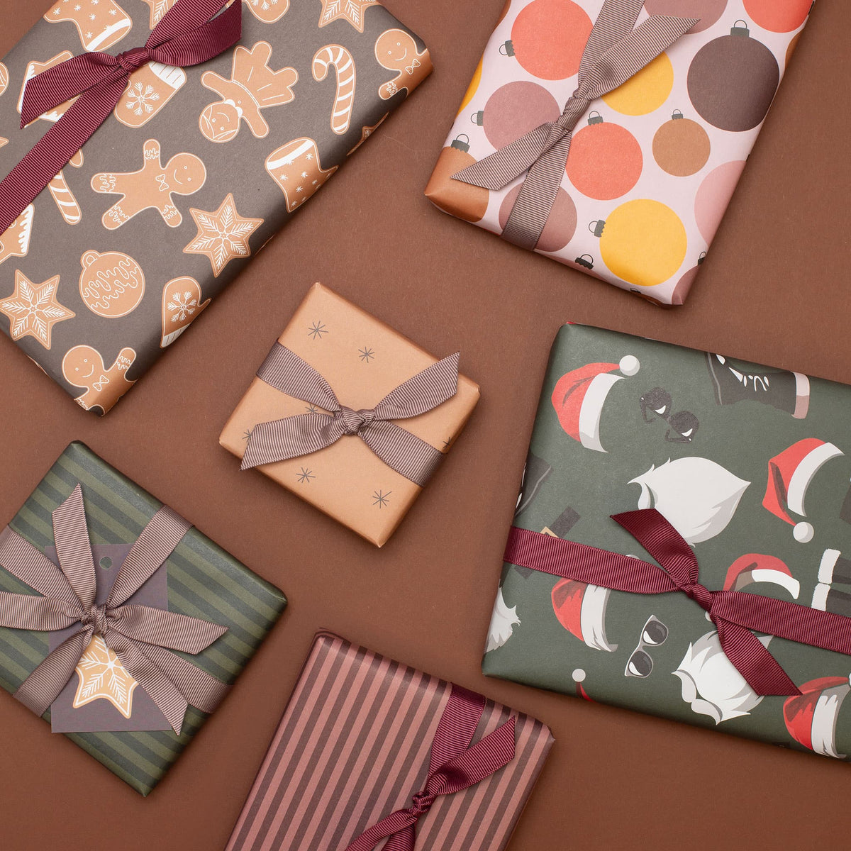 Weihnachtsgeschenkpapier-Set Lebkuchen