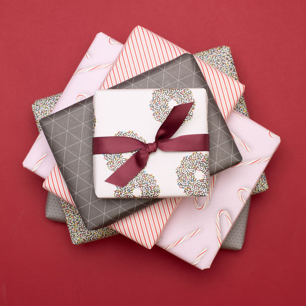 Weihnachtsgeschenkpapier-Set Schokokränze