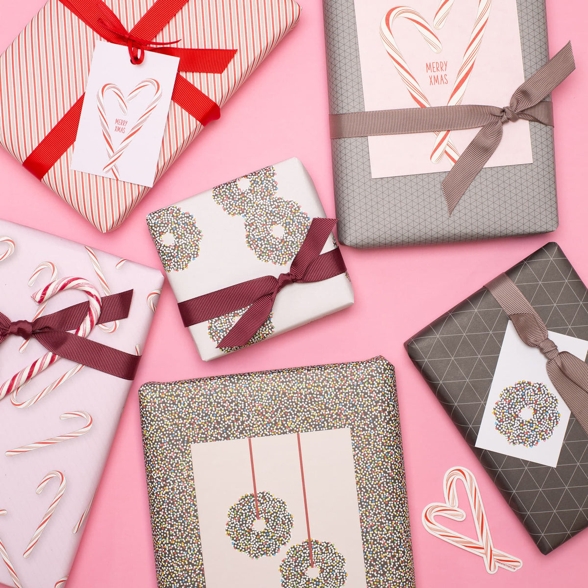 Weihnachtsgeschenkpapier-Set Schokokränze