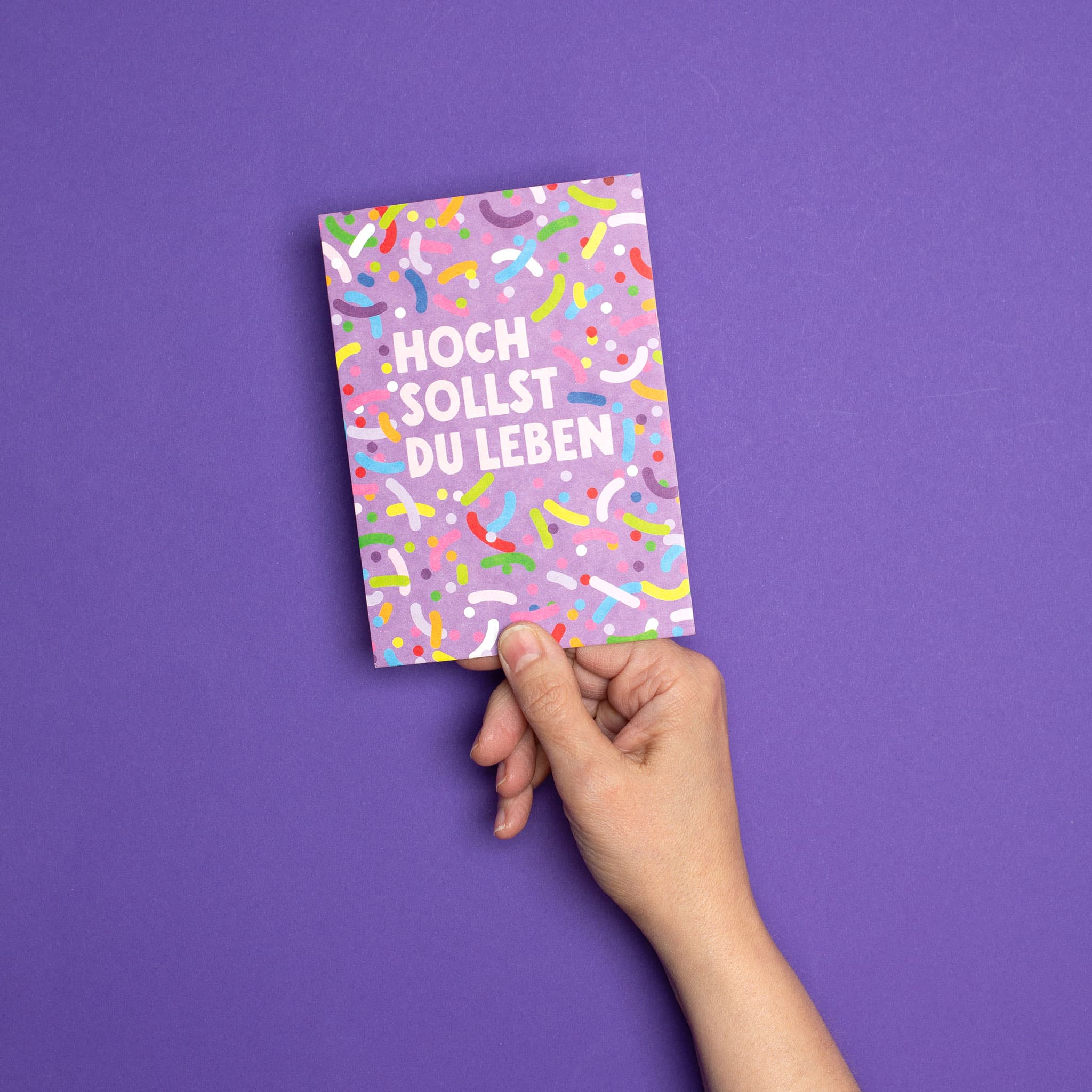 Postkarte Streusel "Hoch sollst Du leben"