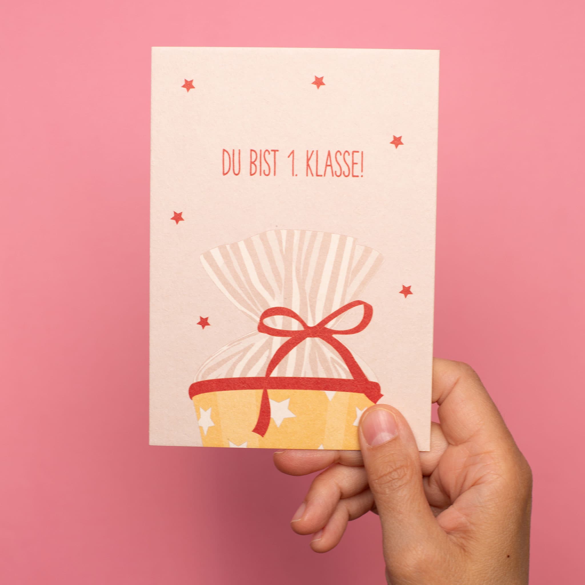 Postkarte Schultüte "Du bist 1. Klasse"