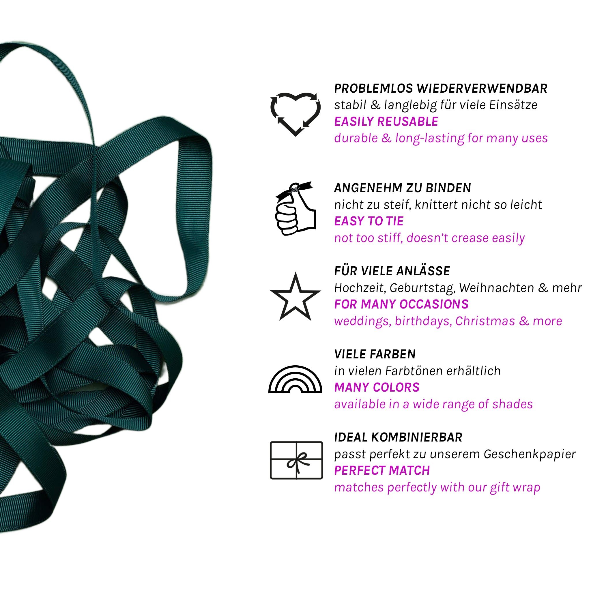 Geschenkband Tannengrün - 16mm x 5m