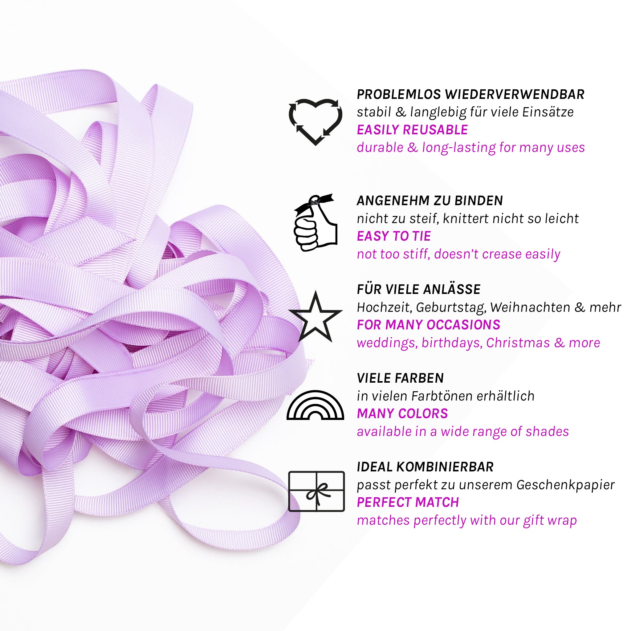 Geschenkband Flieder Lila - 16mm x 5m
