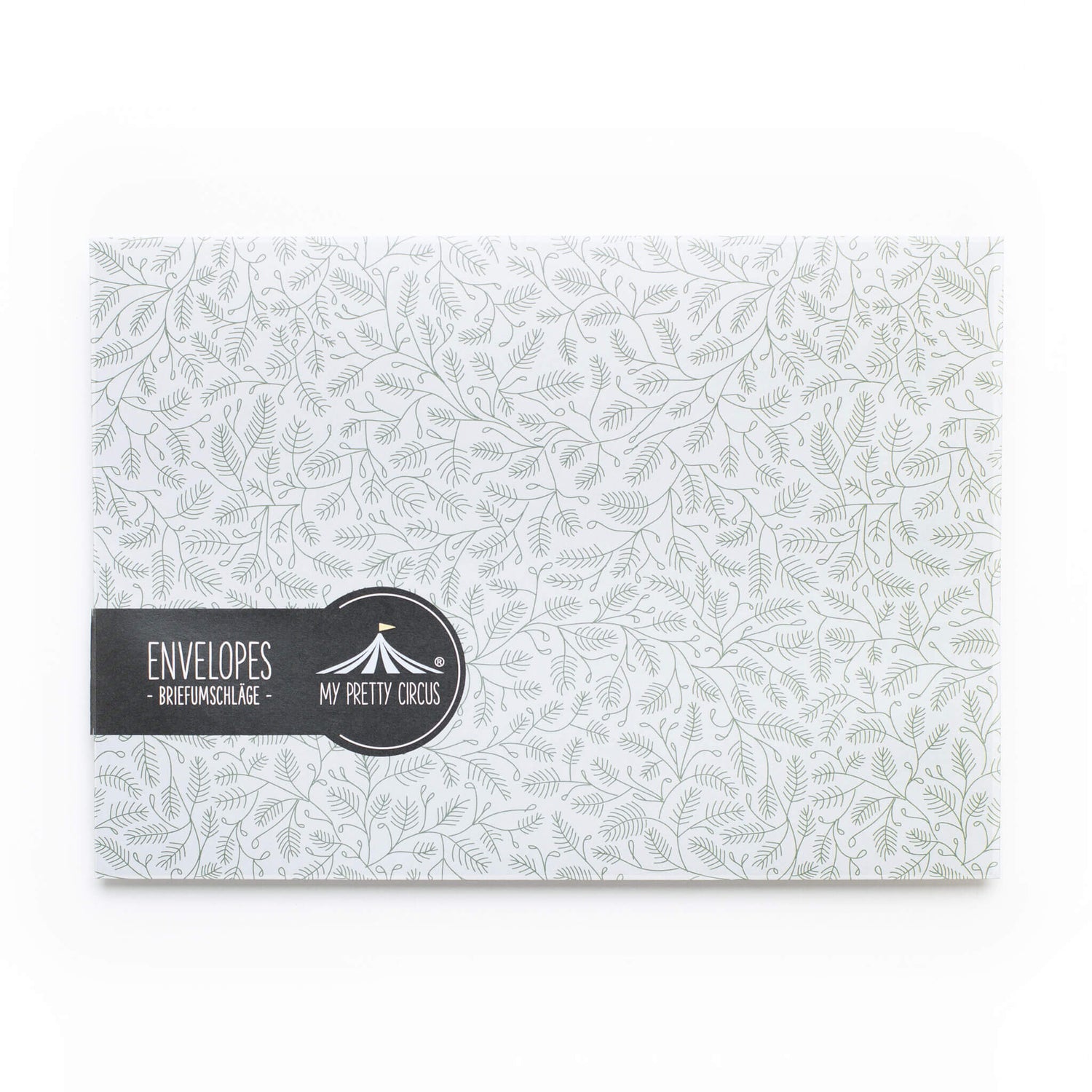 BRIEFUMSCHLÄGE ZWEIGE MINT - Briefumschläge mit Tannenzweigen für Weihnachtsgrüße, Set aus 8 mintfarbenen Kuverts in C5 mit selbstklebender Klappe und Adressetiketten zum Beschriften-EN-BRA2205-MI | My Pretty Circus
