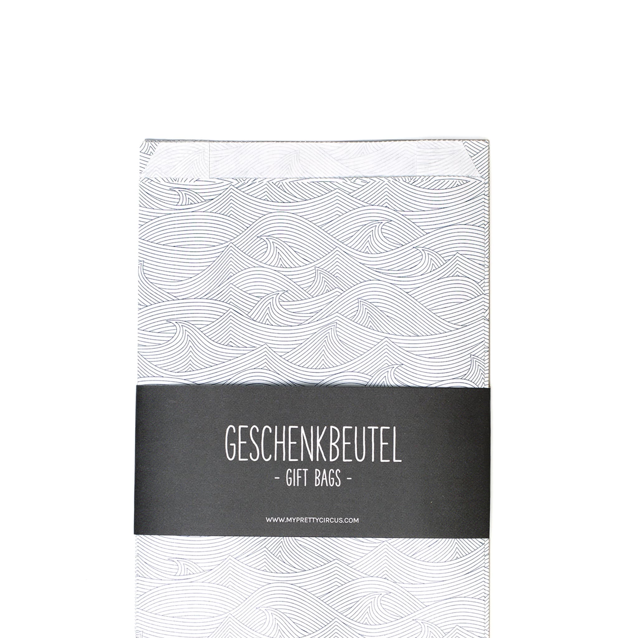 Geschenktüten "Wellen" - 8 Faltenbeutel in 14x24cm