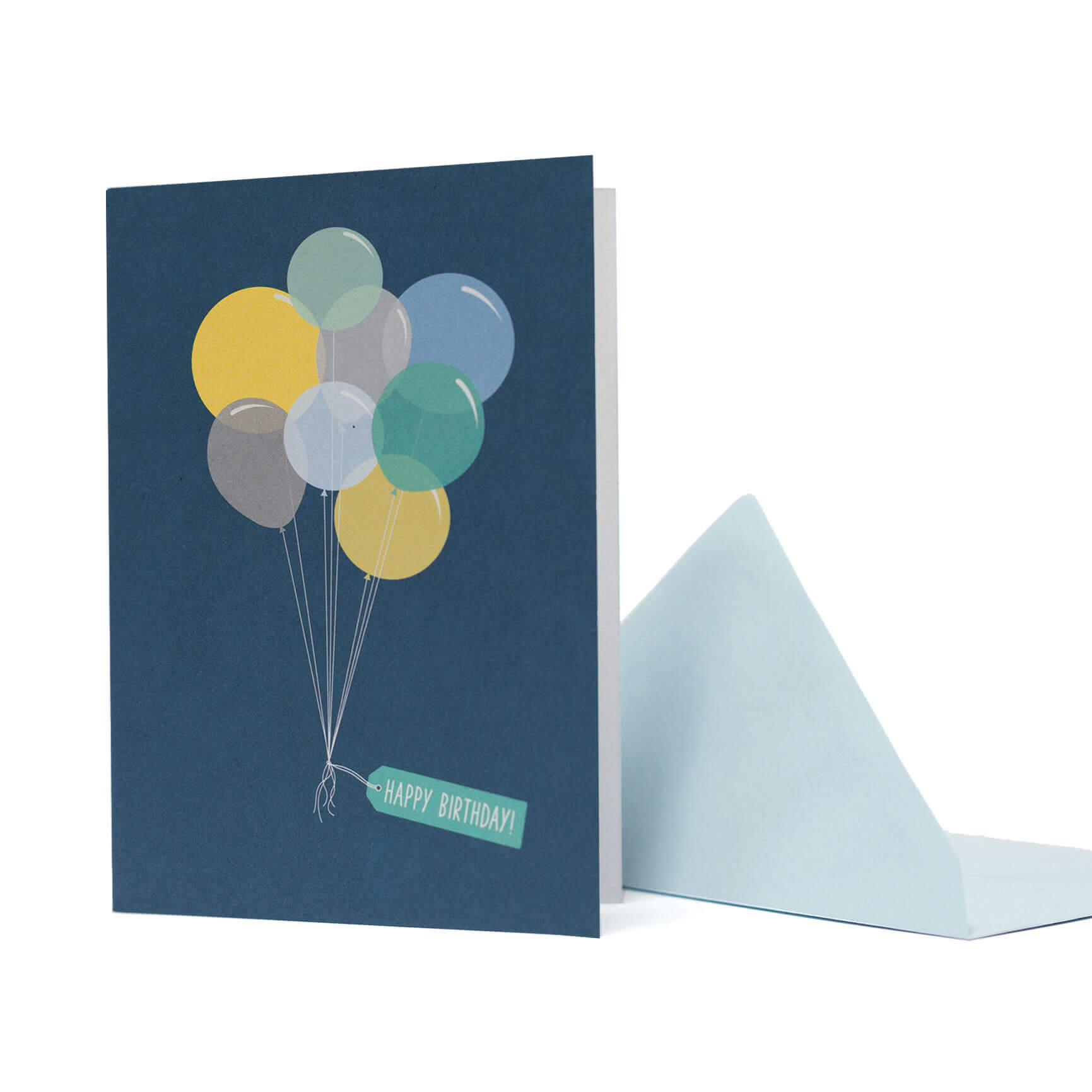 GEBURTSTAGSKARTE "HAPPY BIRTHDAY" mit Luftballons in blau von My Pretty Circus | GC-BAL1601-PT