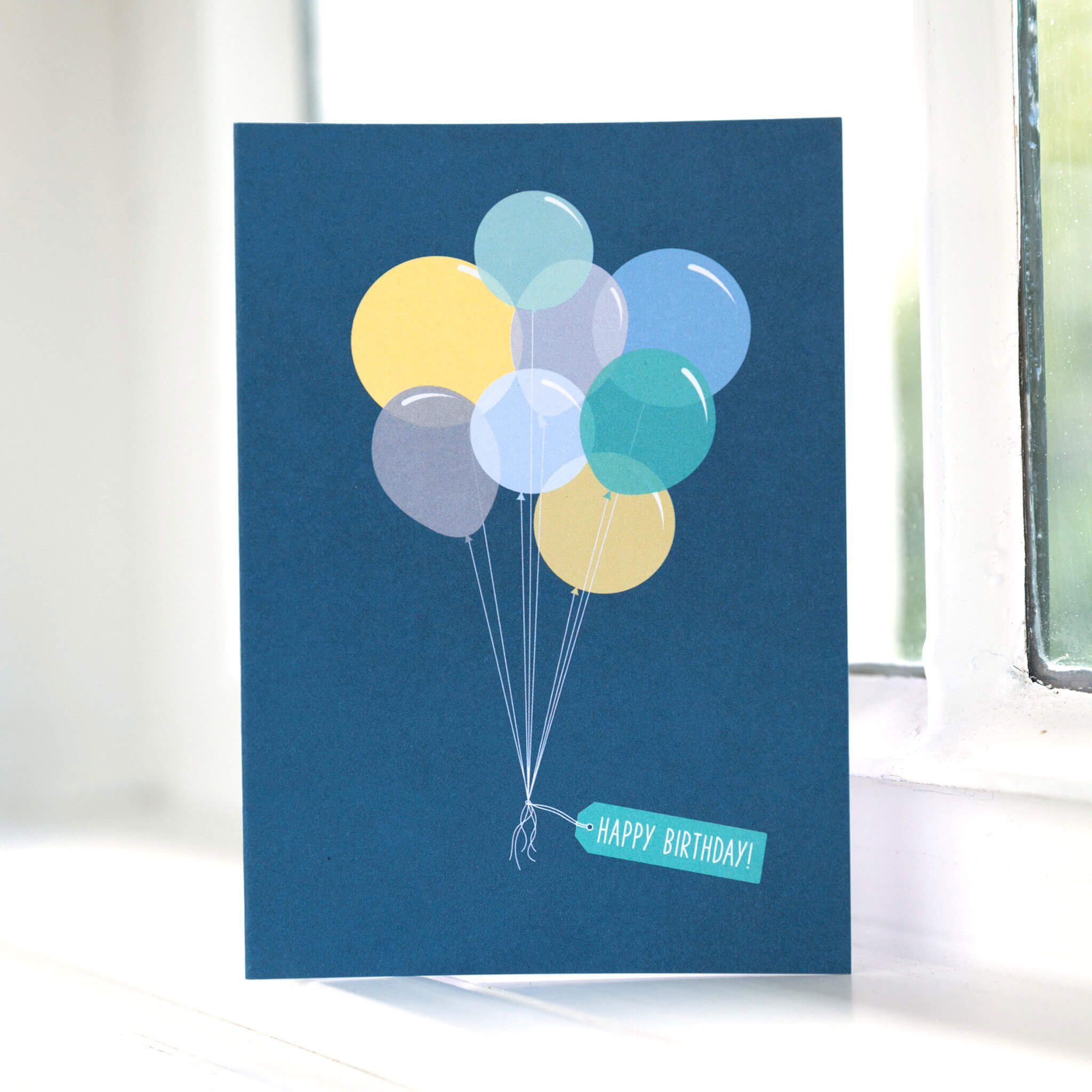 GEBURTSTAGSKARTE "HAPPY BIRTHDAY" mit Luftballons in blau von My Pretty Circus | GC-BAL1601-PT
