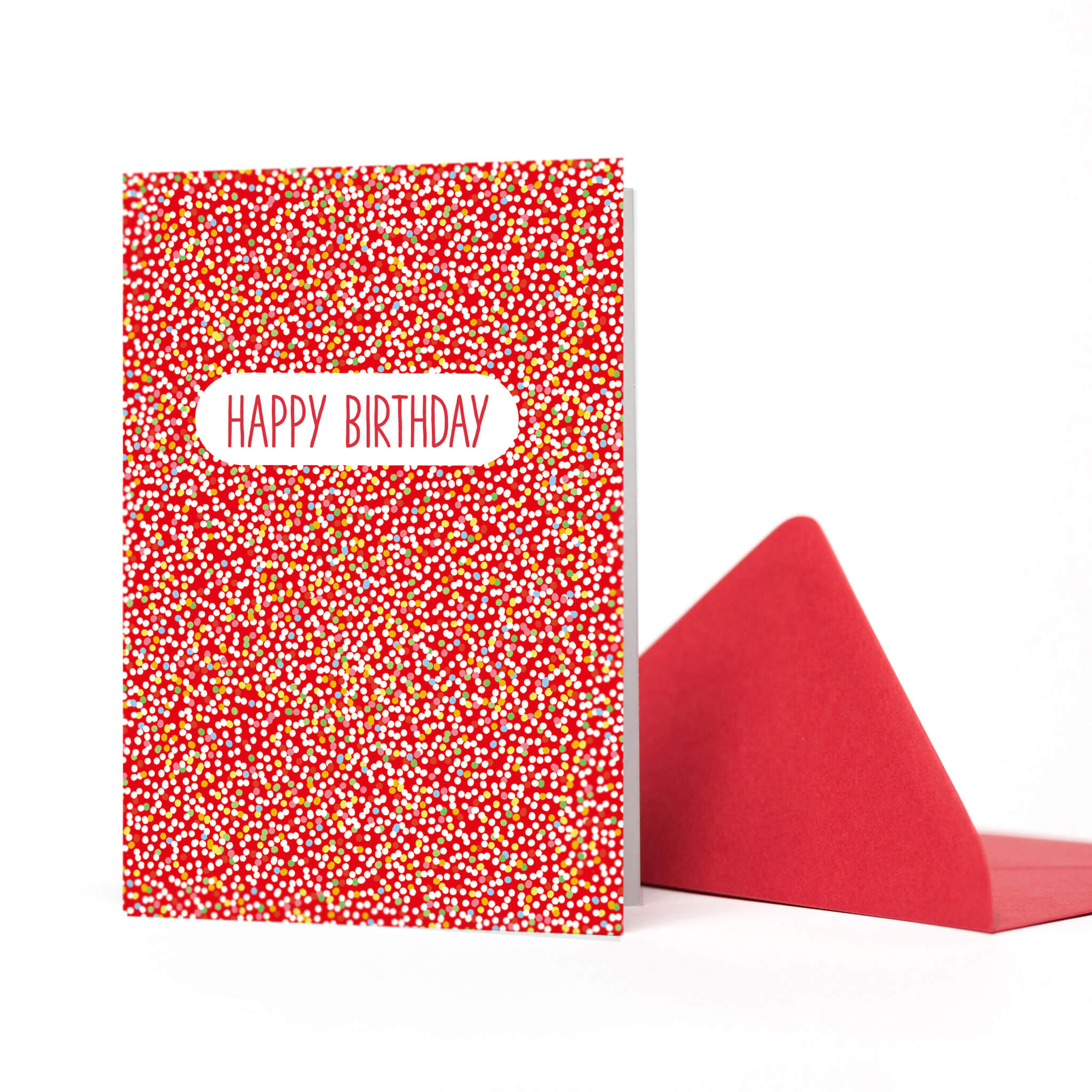 GEBURTSTAGSKARTE LIEBESPERLEN "HAPPY BIRTHDAY" mit bunten Zuckerperlen in rot von My Pretty Circus | GC-NON2058-RE