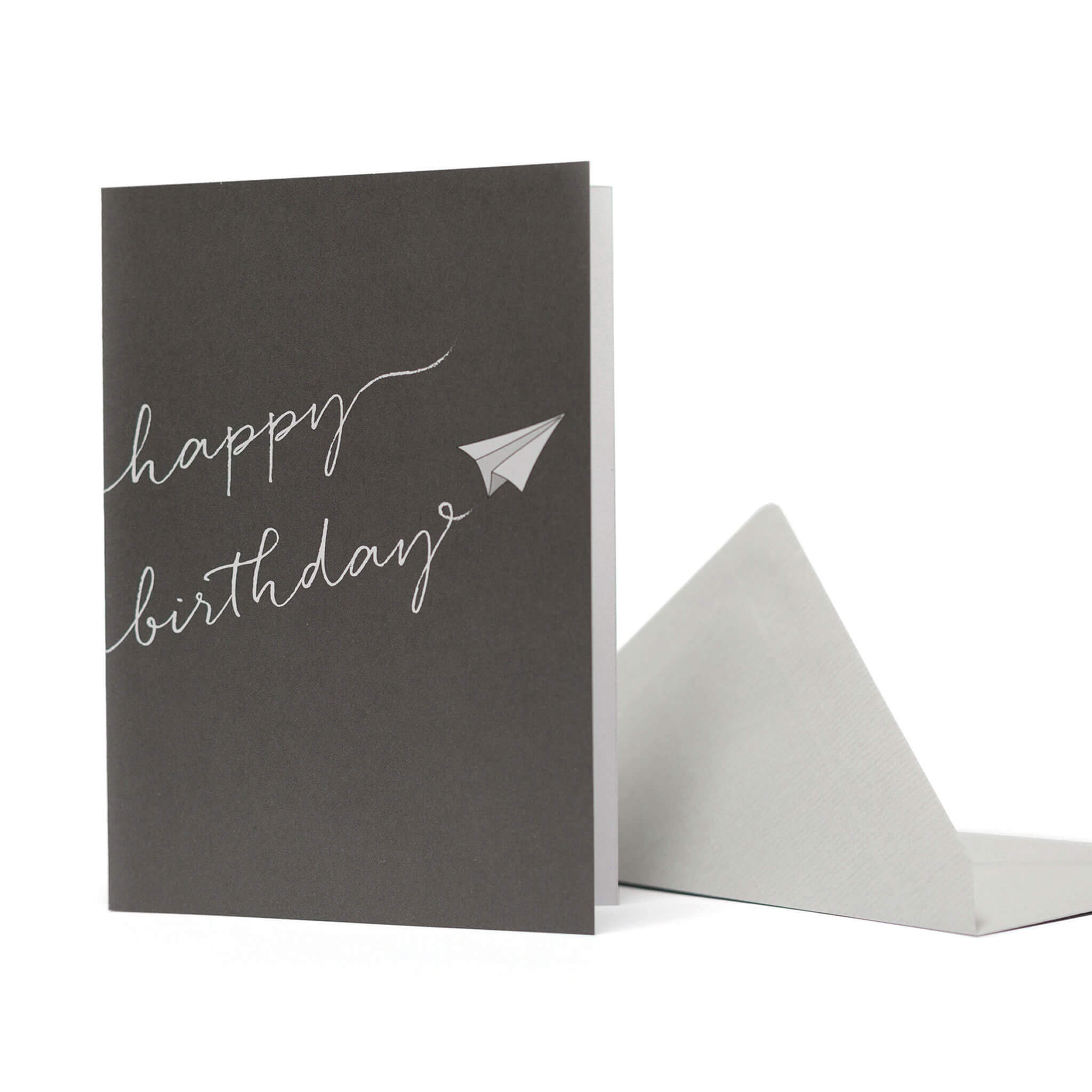 GEBURTSTAGSKARTE PAPIERFLIEGER schreibt "HAPPY BIRTHDAY" - dunkelgrau von My Pretty Circus | GC-PAP1616-DG