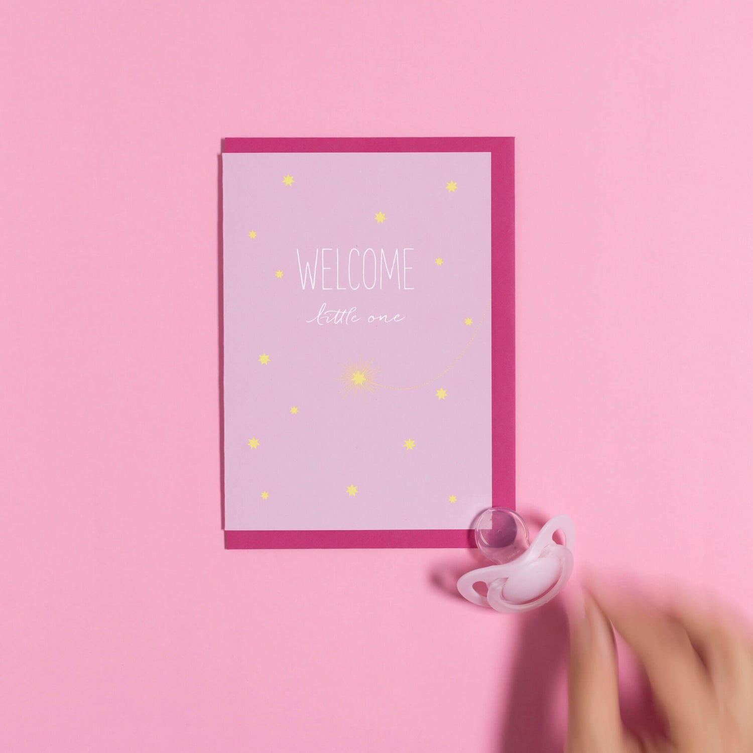 GEBURTSKARTE "WELCOME LITTLE ONE" mit Sternschnuppe in rosa von My Pretty Circus | GC-SHO1607-LP