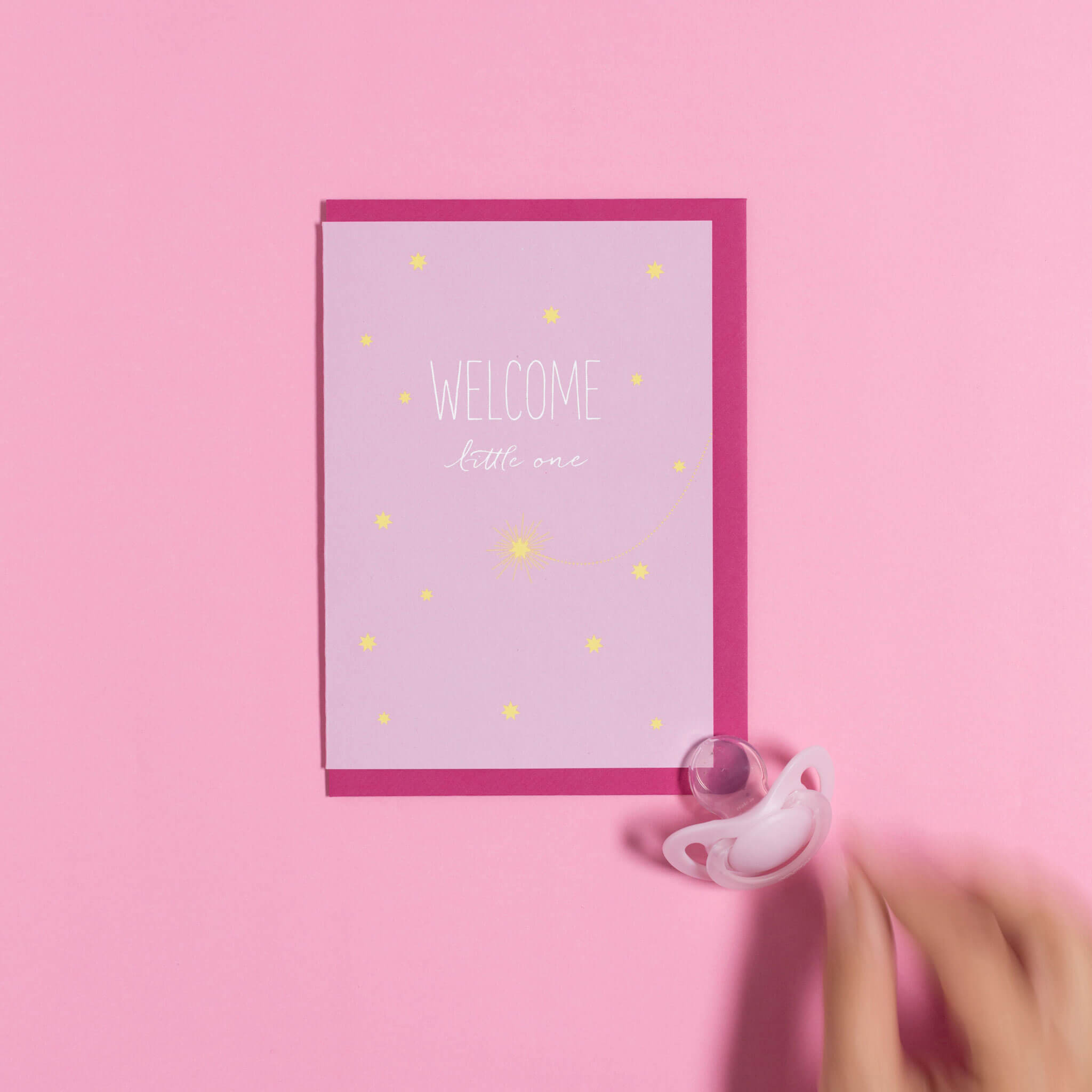 GEBURTSKARTE "WELCOME LITTLE ONE" mit Sternschnuppe in rosa von My Pretty Circus | GC-SHO1607-LP
