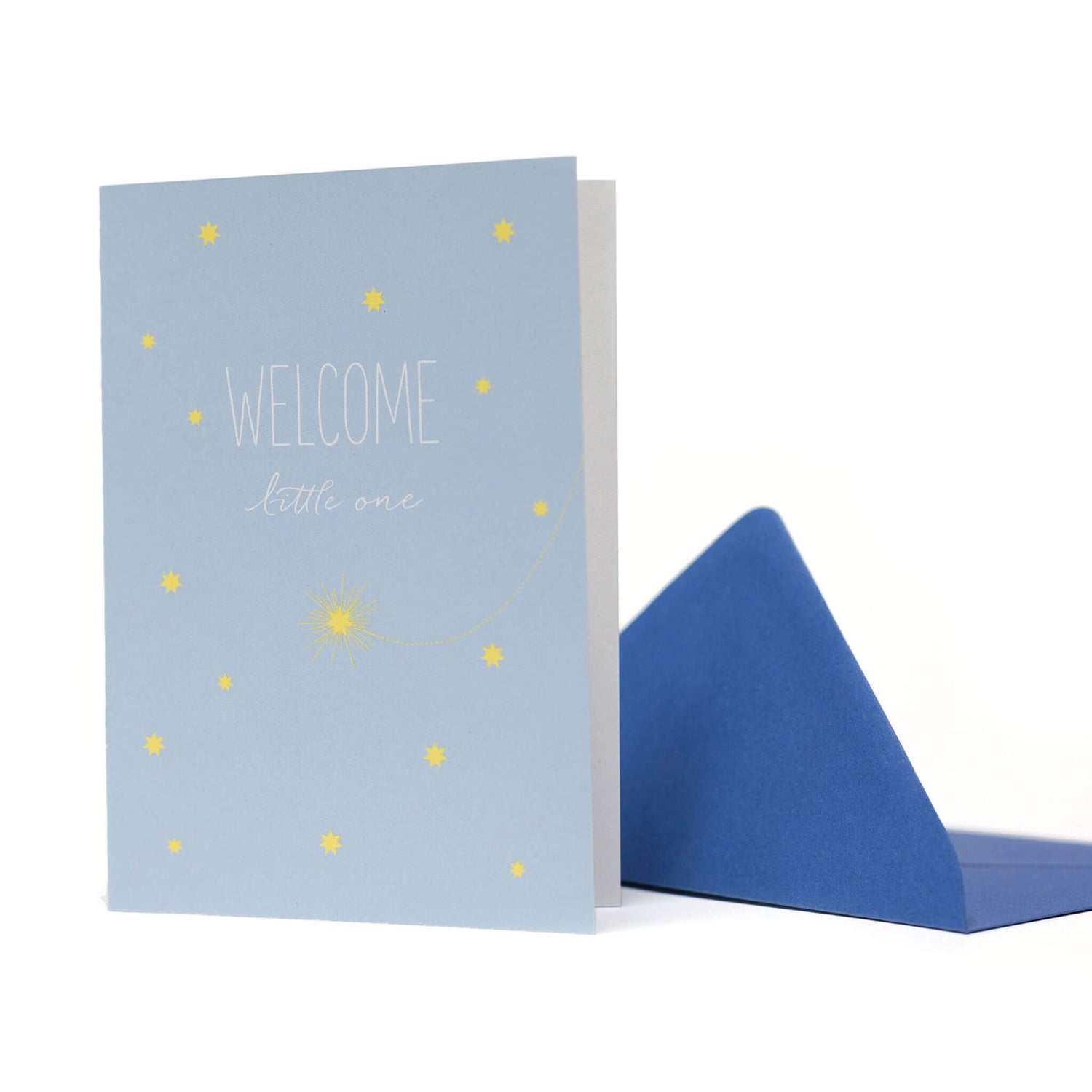 GEBURTSKARTE "WELCOME LITTLE ONE" mit Sternschnuppe in hellblau von My Pretty Circus | GC-SHO1609-BL