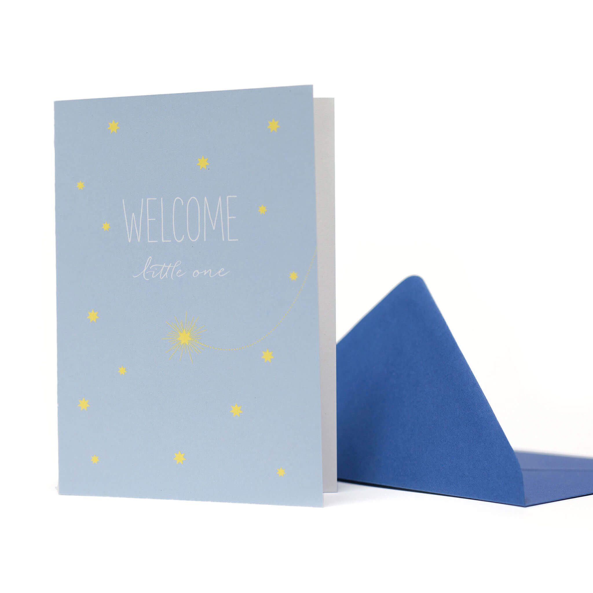 GEBURTSKARTE "WELCOME LITTLE ONE" mit Sternschnuppe in hellblau von My Pretty Circus | GC-SHO1609-BL