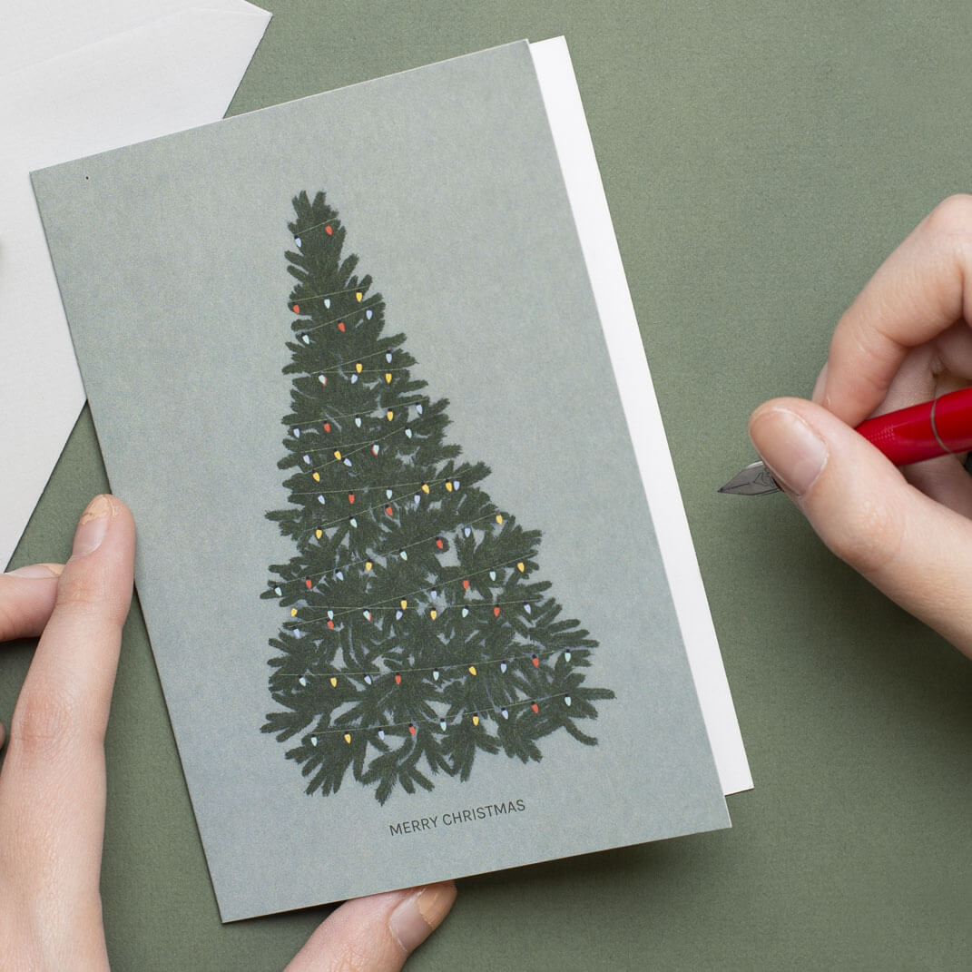 WEIHNACHTSKARTE "MERRY CHRISTMAS" mit Weihnachtsbaum in grün und mint von My Pretty Circus | GC-XMA2209-MI