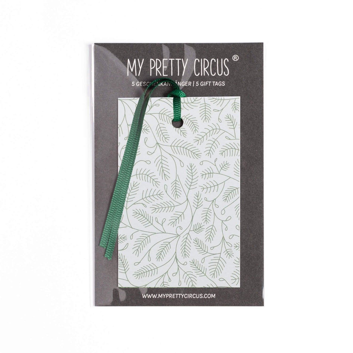 Geschenkanhänger "Zweige" - 5er Set mit Zweigmuster in mint und farblich passendem Band - 100% Recaclingpapier von My Pretty Circus | GT-BRA2202-MI