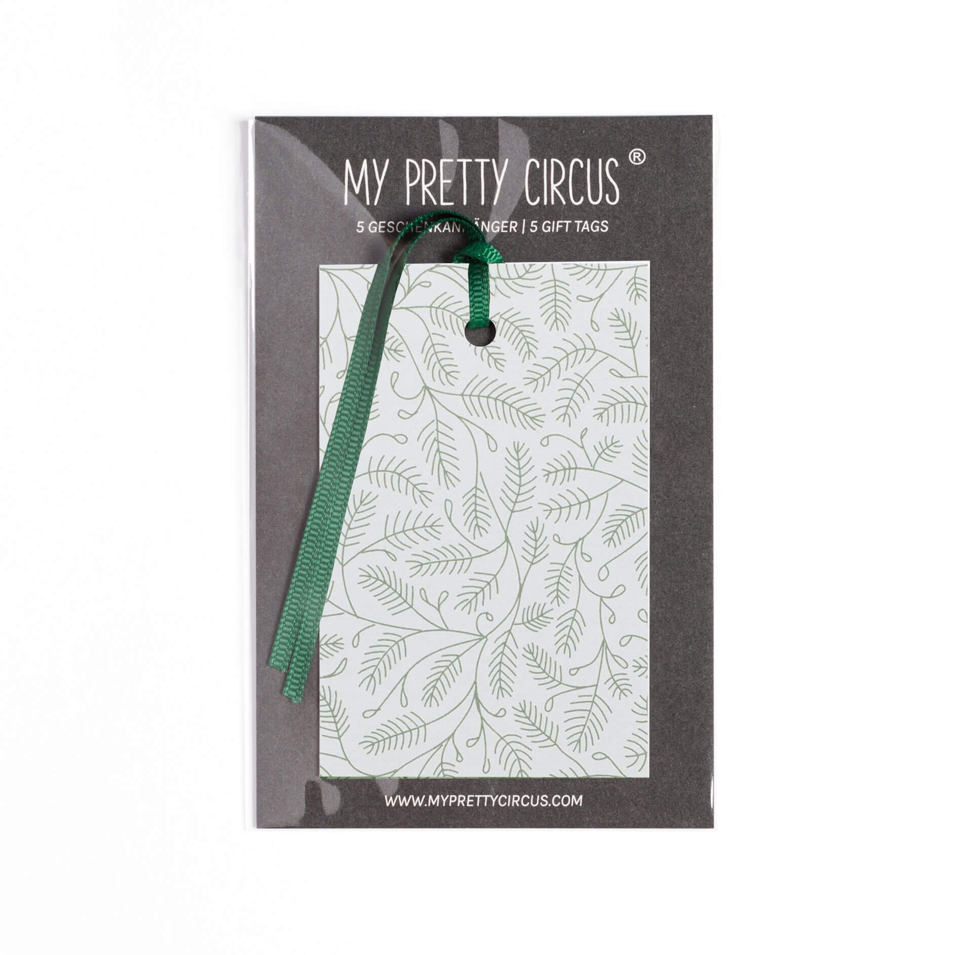 Geschenkanhänger "Zweige" - 5er Set mit Zweigmuster in mint und farblich passendem Band - 100% Recaclingpapier von My Pretty Circus | GT-BRA2202-MI