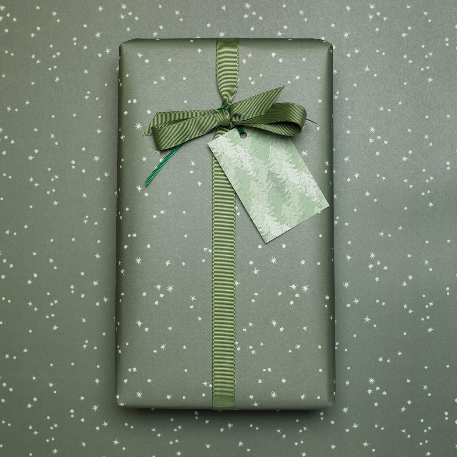 Geschenkanhänger "Wald" - 5er Set mit grünem Tannenwald und farblich passendem Band - 100% Recyclingpapier von My Pretty Circus | GT-FOR2103-GR