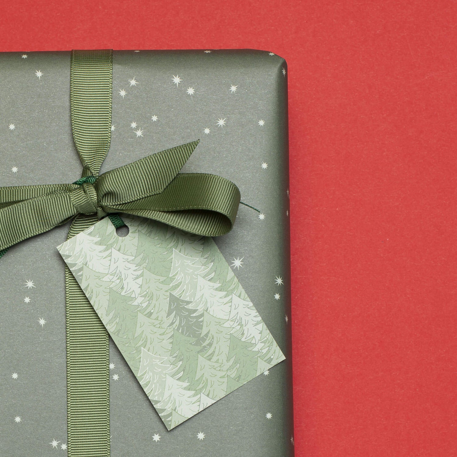 Geschenkanhänger "Wald" - 5er Set mit grünem Tannenwald und farblich passendem Band - 100% Recyclingpapier von My Pretty Circus | GT-FOR2103-GR