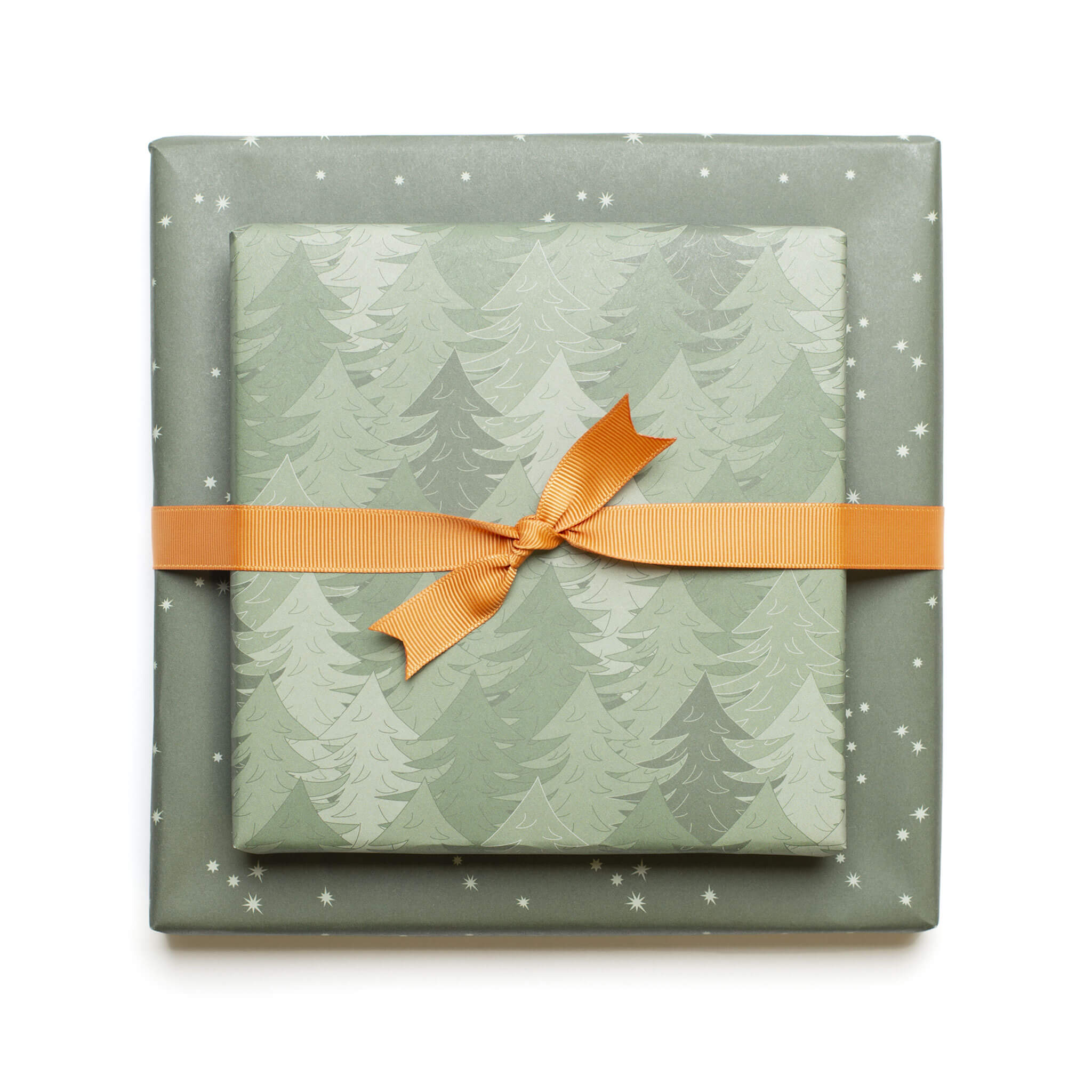 Geschenkpapier "Wald" und Sterne in grün - doppelseitig bedruckt auf 100% Recyclingpapier  von My Pretty Circus | RW-PIN2029-GR