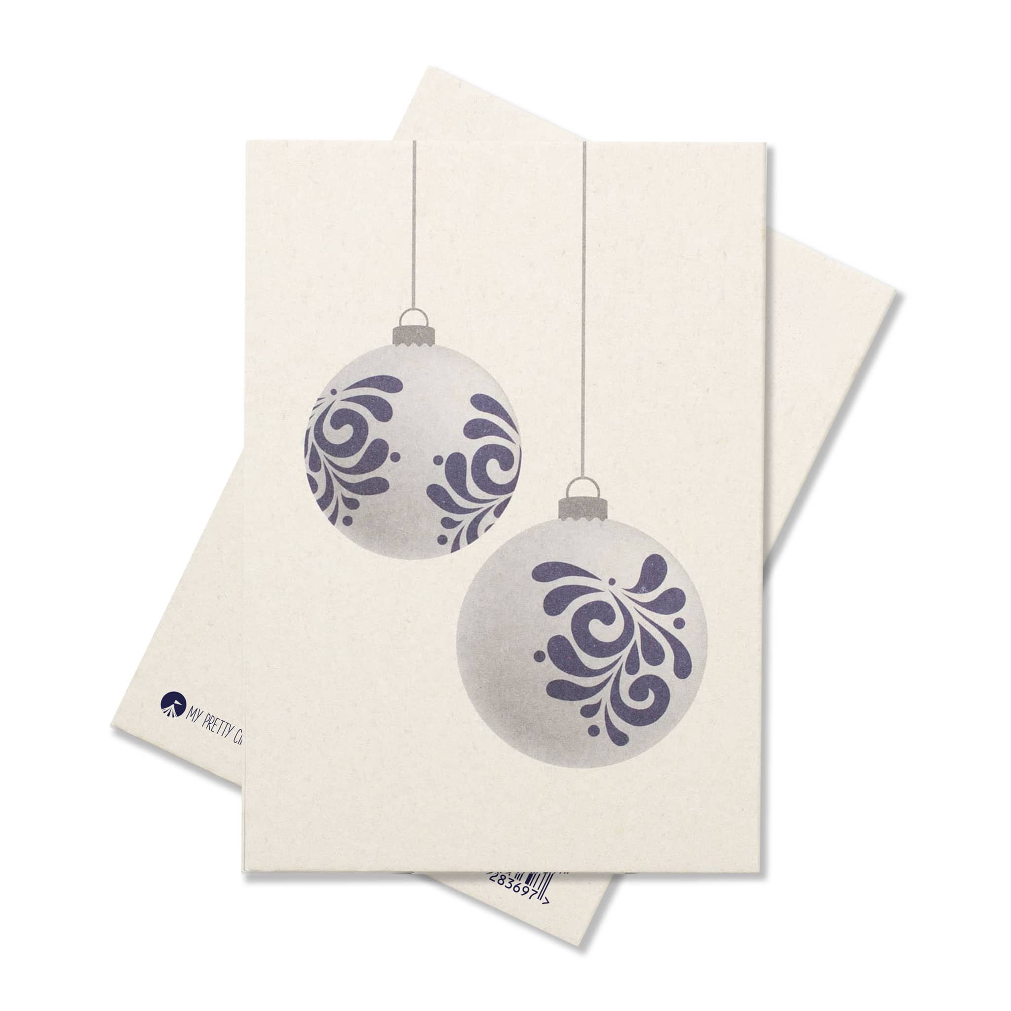 Postkarte mit Bembel Baumkugeln - stabile Karte aus Holzschliffpappe mit hessischem Baumschmuck von My Pretty Circus | PC-BEM2301-WH