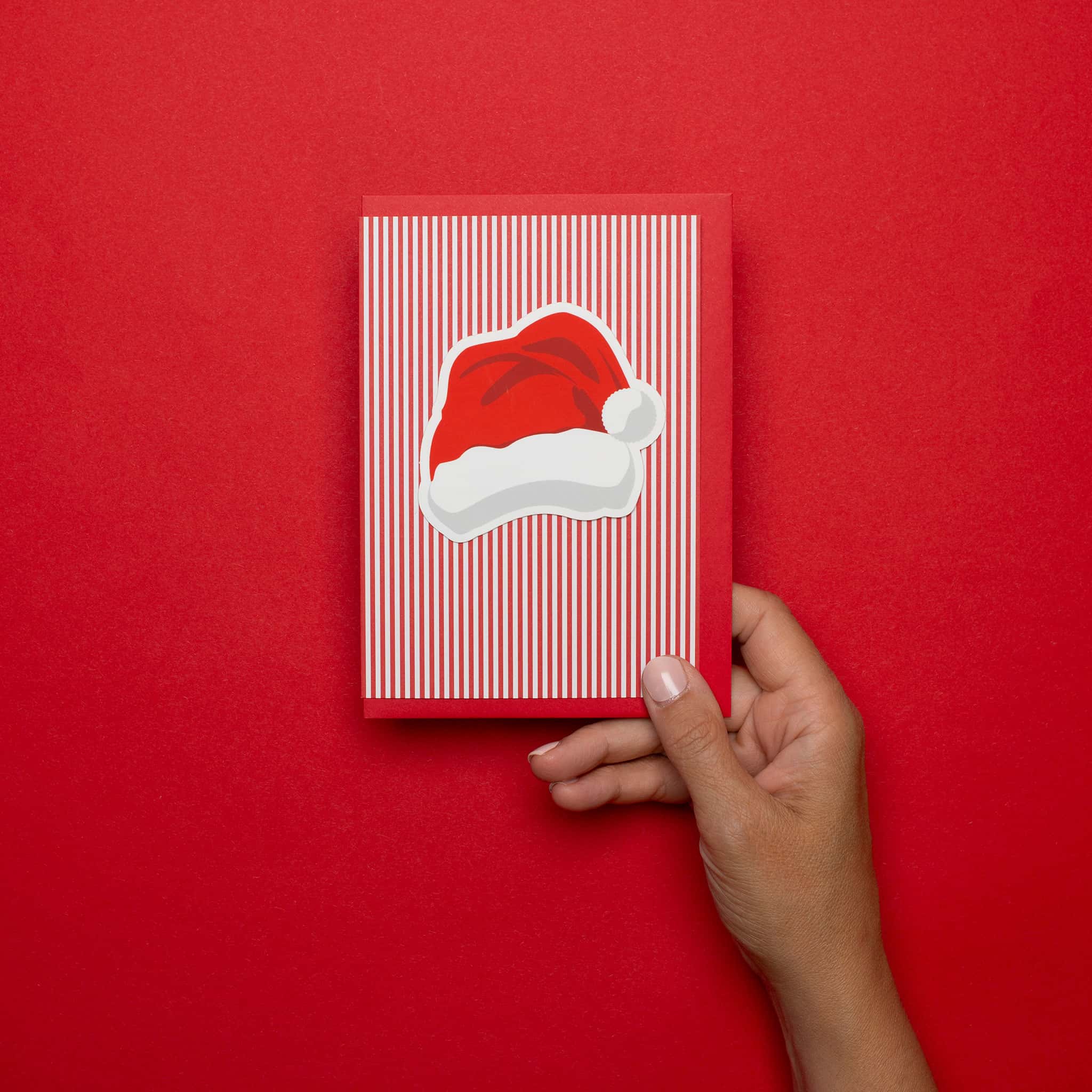 Karte mit Nikolausmützen Vinylsticker - Grußkarte inkl. abnehmbarem Vinylsticker, Karte und Geschenk in einem- | My Pretty Circus