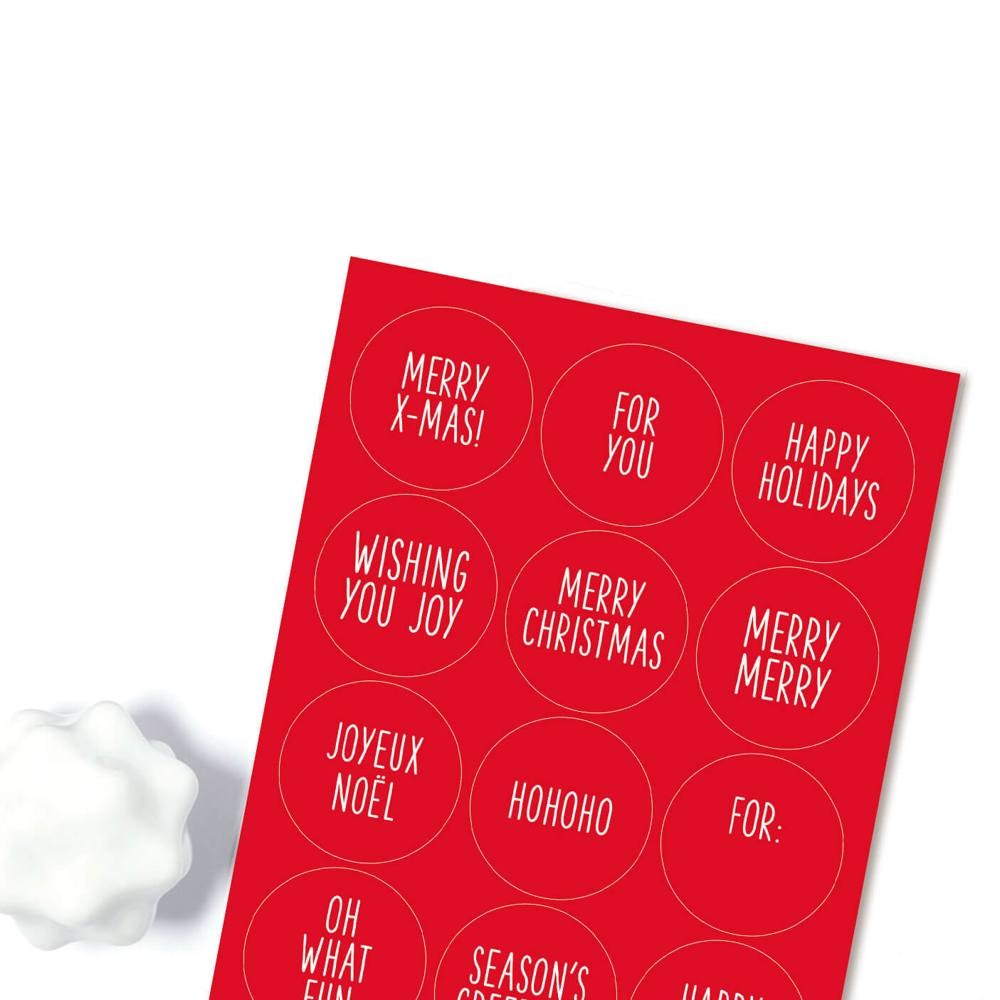 Sticker "Merry XMas"rund rot/weiss