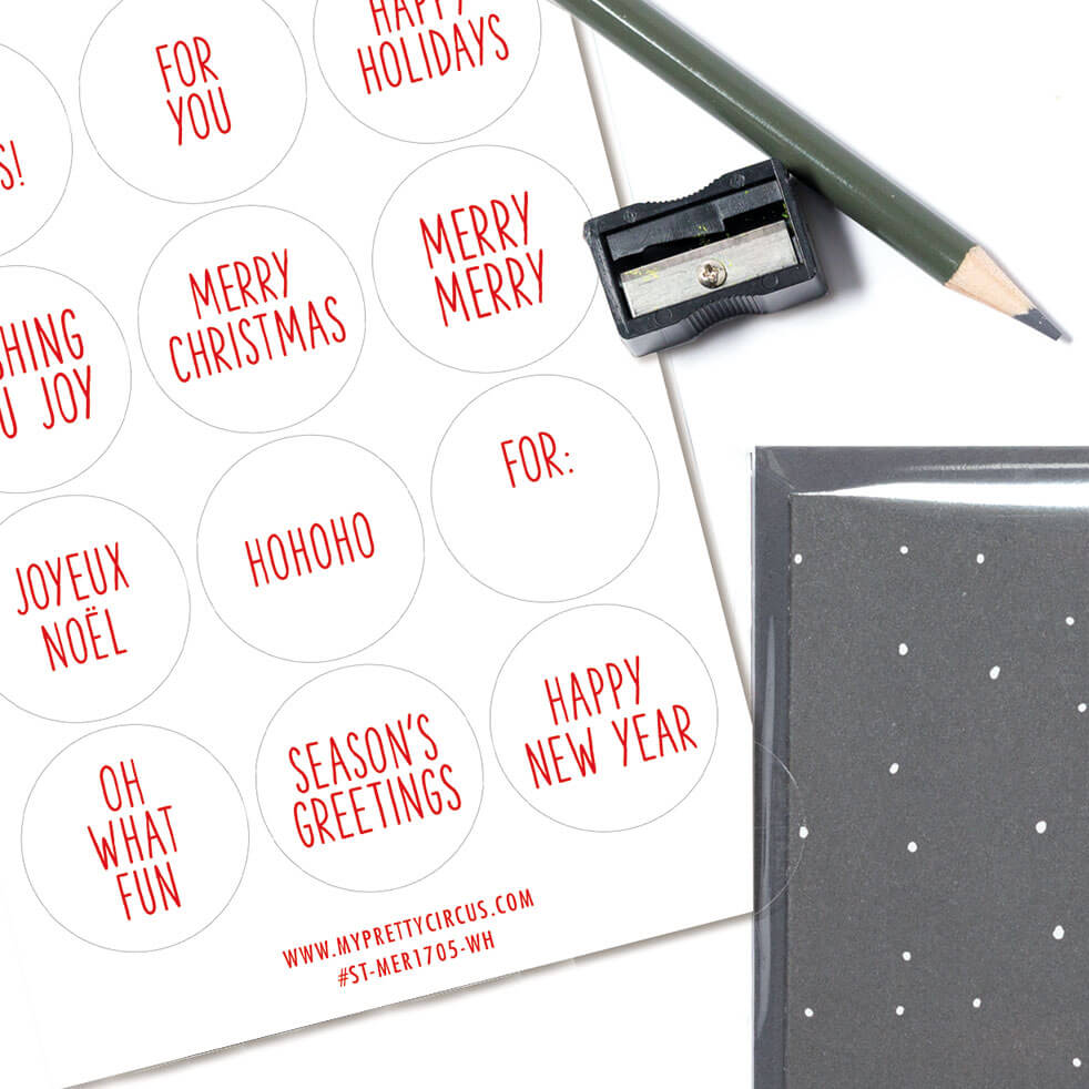 Sticker "Merry XMas"rund rot/weiss