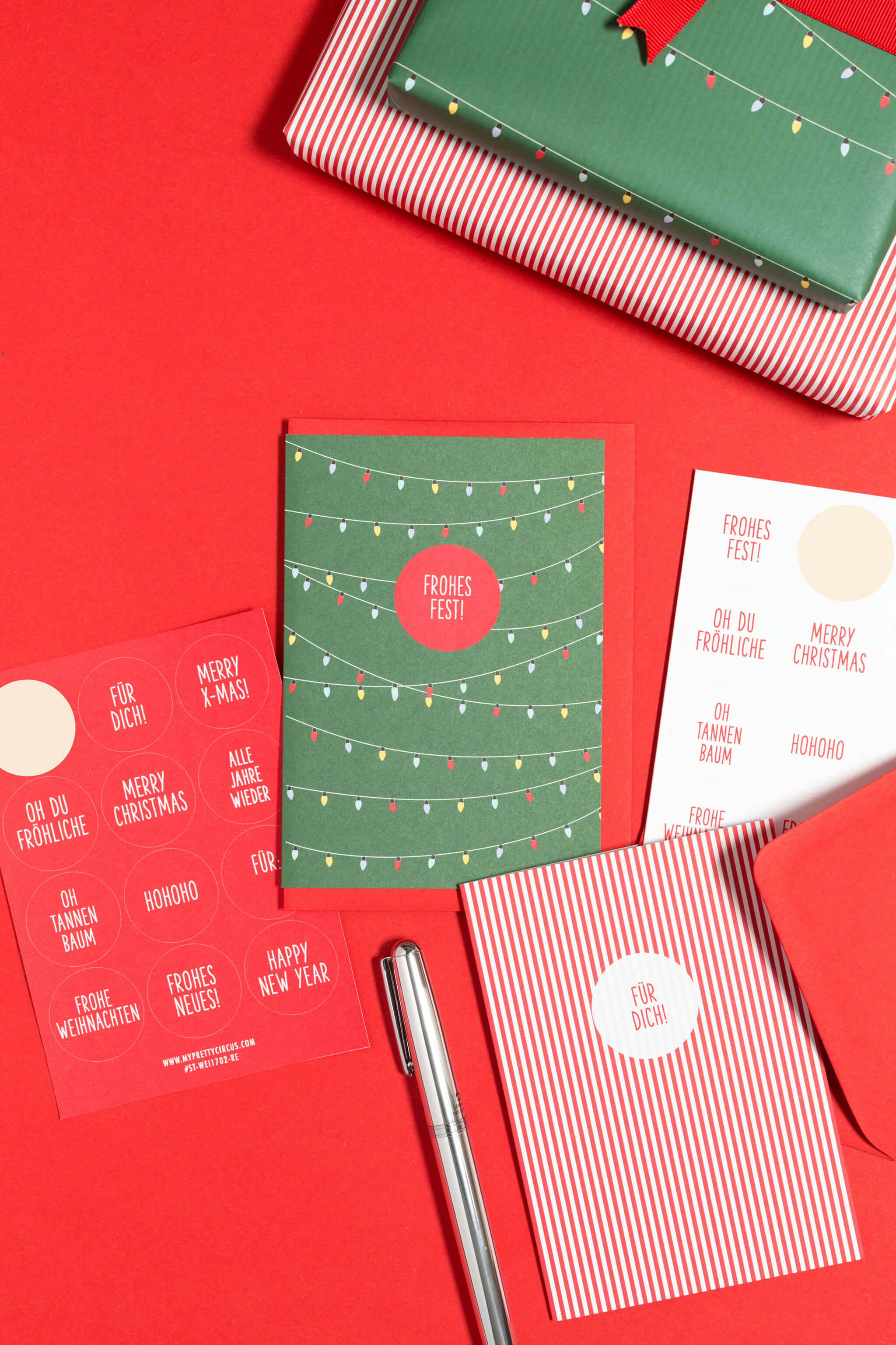 Sticker "Frohes Fest" rund rot