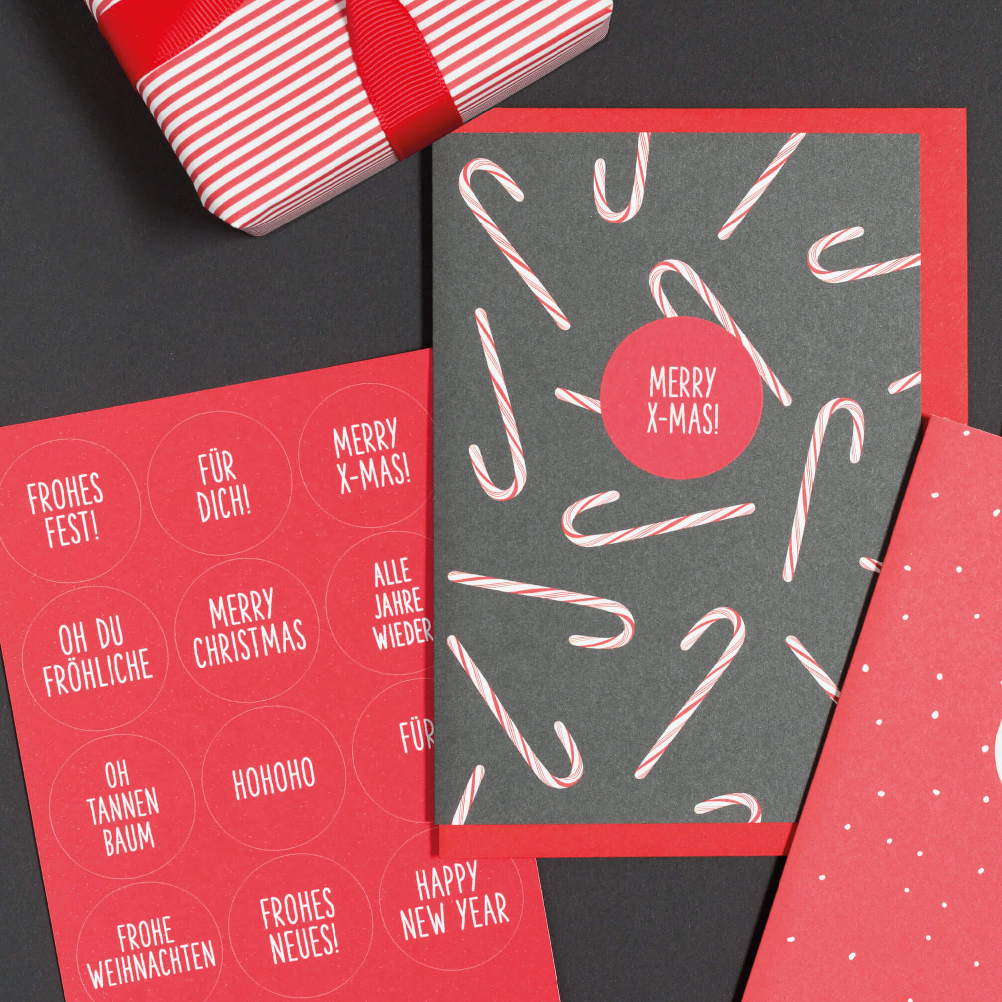Sticker "Frohes Fest" rund rot