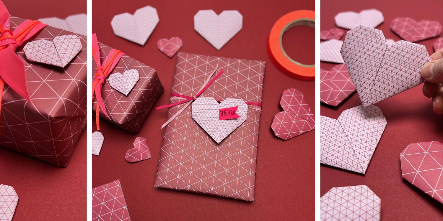 Origami Herz als Geschenkanhänger basteln – einfache Origami Anleitung für besondere Verpackungen