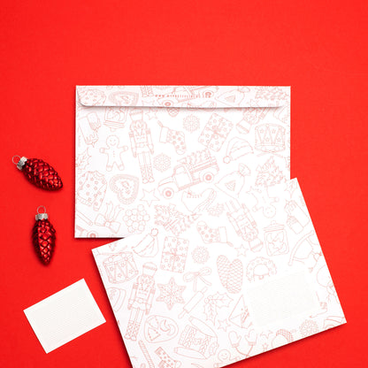 Briefumschläge &quot;Weihnachtsdoodles&quot; - Set mit 8 Kuverts in DIN C5