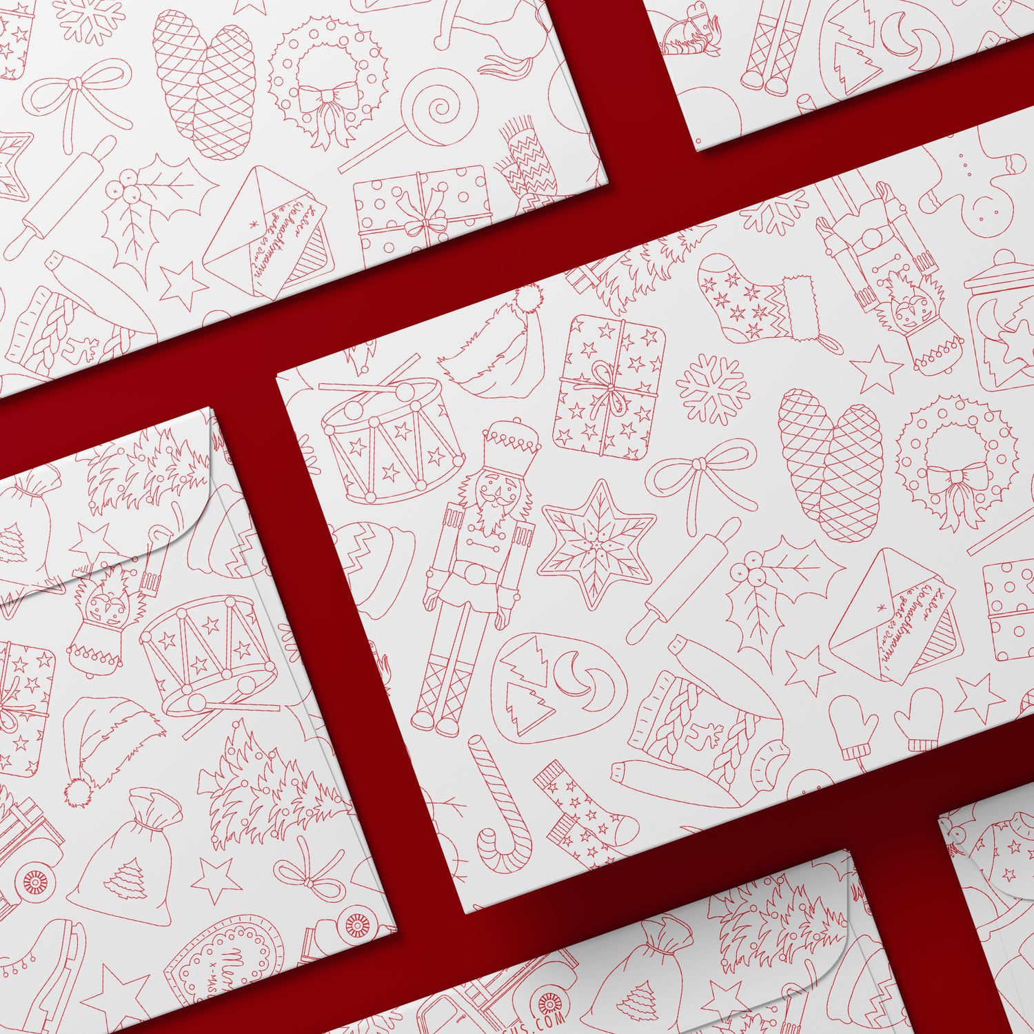 Briefumschläge &quot;Weihnachtsdoodles&quot; - Set mit 8 Kuverts in DIN C5