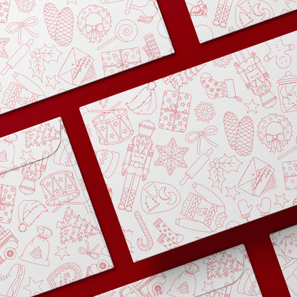 Briefumschläge &quot;Weihnachtsdoodles&quot; - Set mit 8 Kuverts in DIN C5