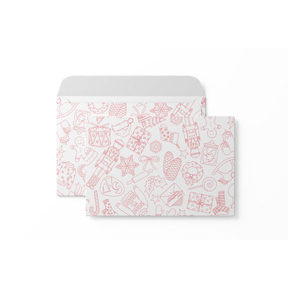 Briefumschläge &quot;Weihnachtsdoodles&quot; - Set mit 8 Kuverts in DIN C5