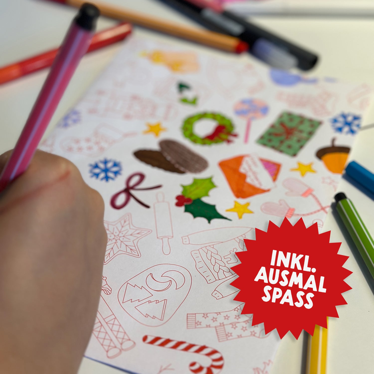 Briefumschläge &quot;Weihnachtsdoodles&quot; - Set mit 8 Kuverts in DIN C5
