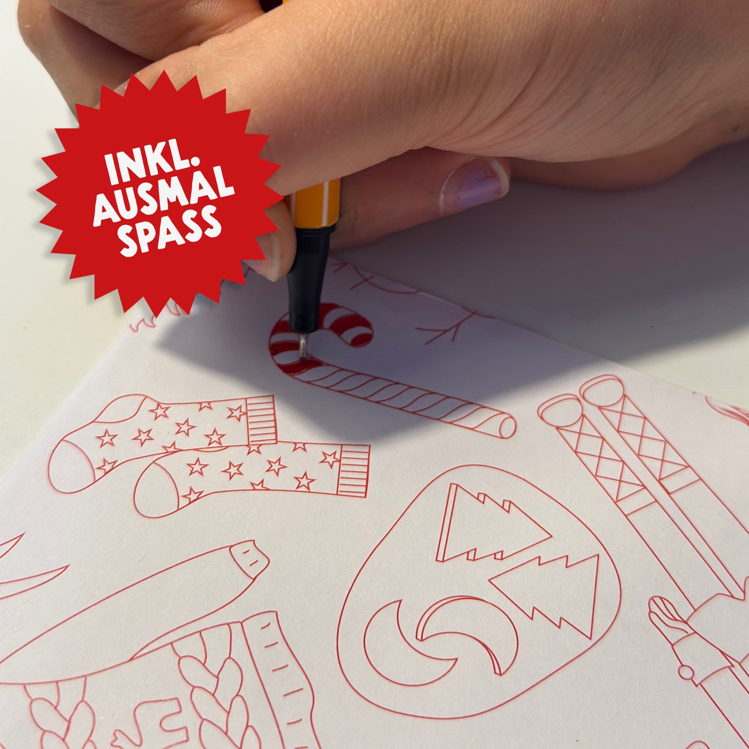 Briefumschläge &quot;Weihnachtsdoodles&quot; - Set mit 8 Kuverts in DIN C5