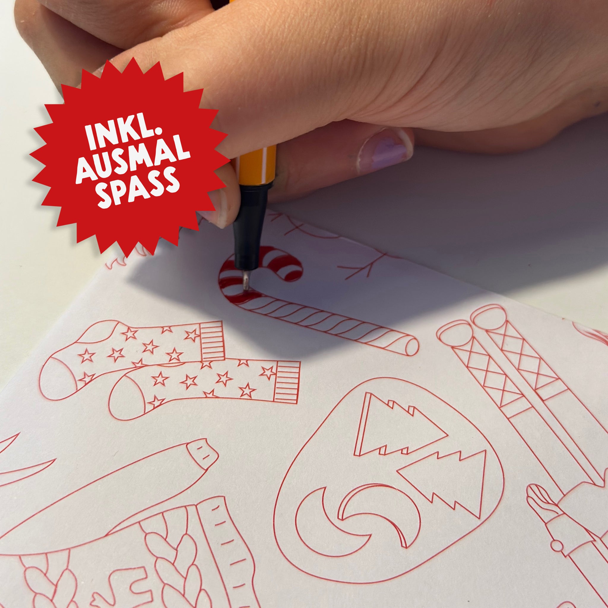Briefumschläge &quot;Weihnachtsdoodles&quot; - Set mit 8 Kuverts in DIN C5