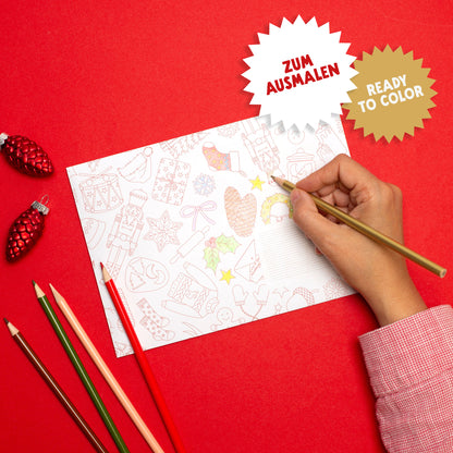 Briefumschläge &quot;Weihnachtsdoodles&quot; - Set mit 8 Kuverts in DIN C5