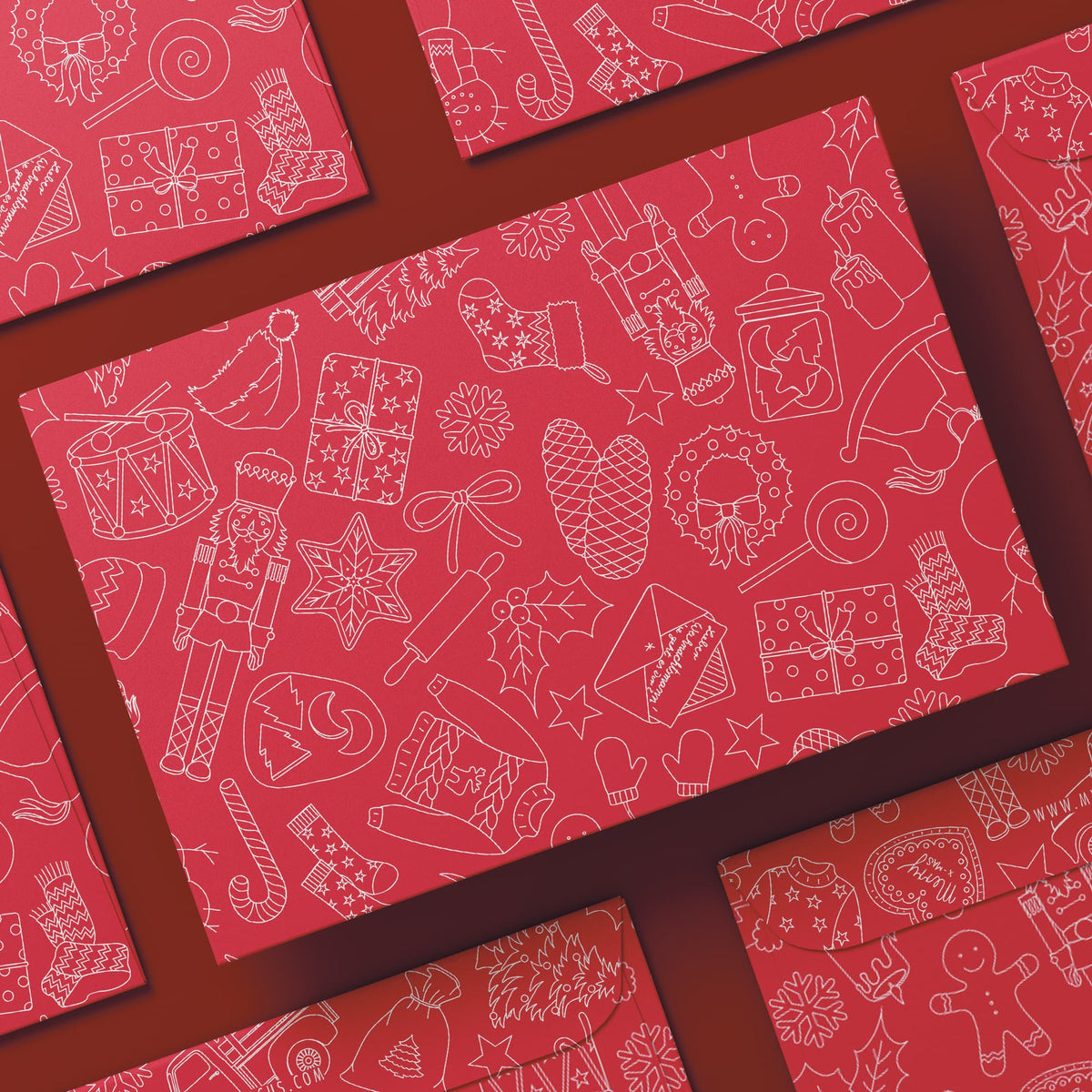 Briefumschläge "Weihnachtsdoodles" - Set mit 8 Kuverts in DIN C5 (Kopie)