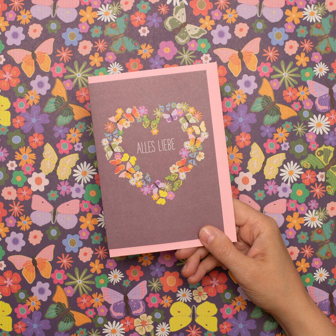 Karte Blumenherz "Alles Liebe"