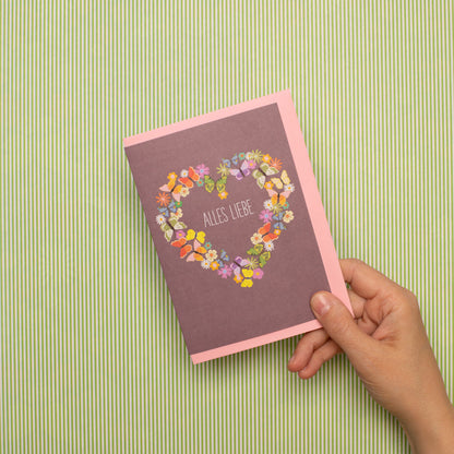 Card flower heart &quot;All the best&quot;