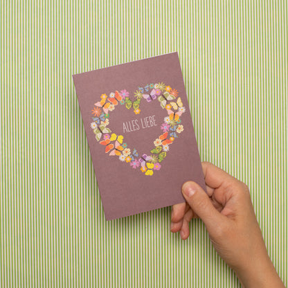 Card flower heart &quot;All the best&quot;