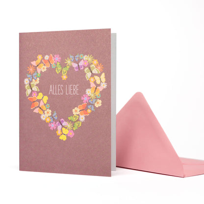 Card flower heart &quot;All the best&quot;