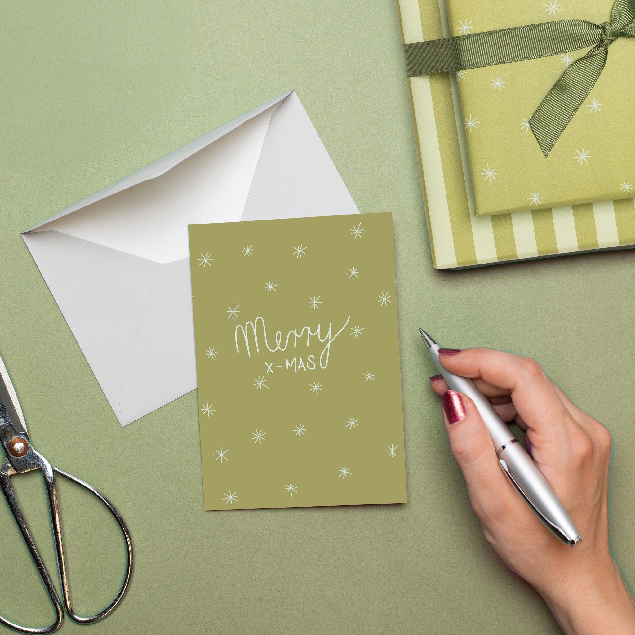 Weihnachtskarte mit Sternen &quot;Merry X-Mas&quot;