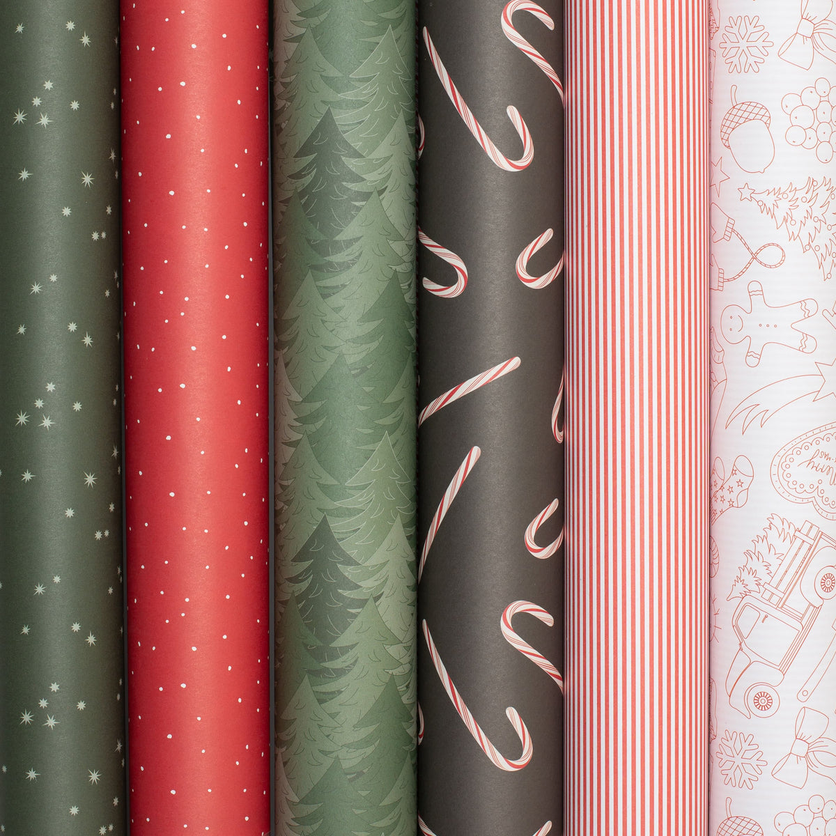 Weihnachtsgeschenkpapier-Set Zuckerstangen